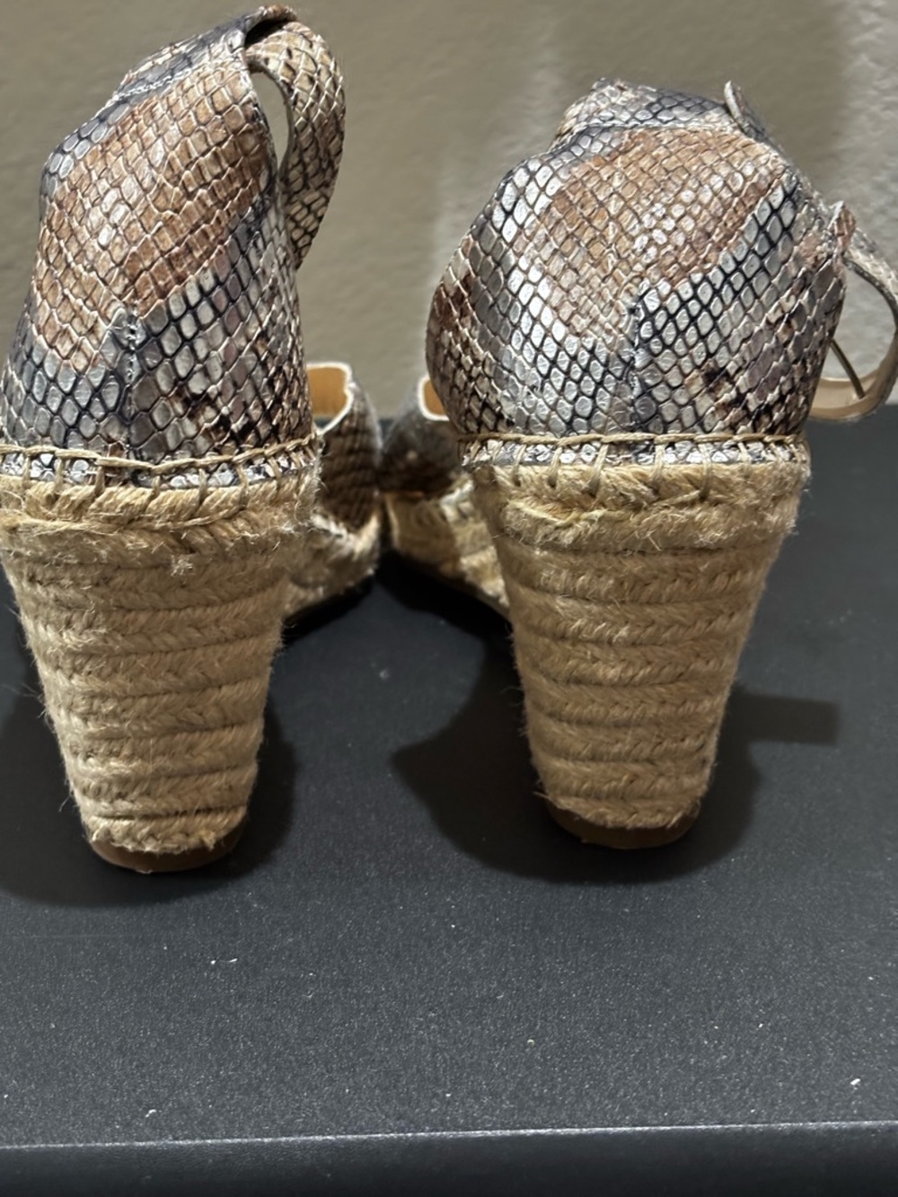 Vince Camuto Neutral Snake-Print Espadrille Wedge Sandals - Picture 5 of 7
